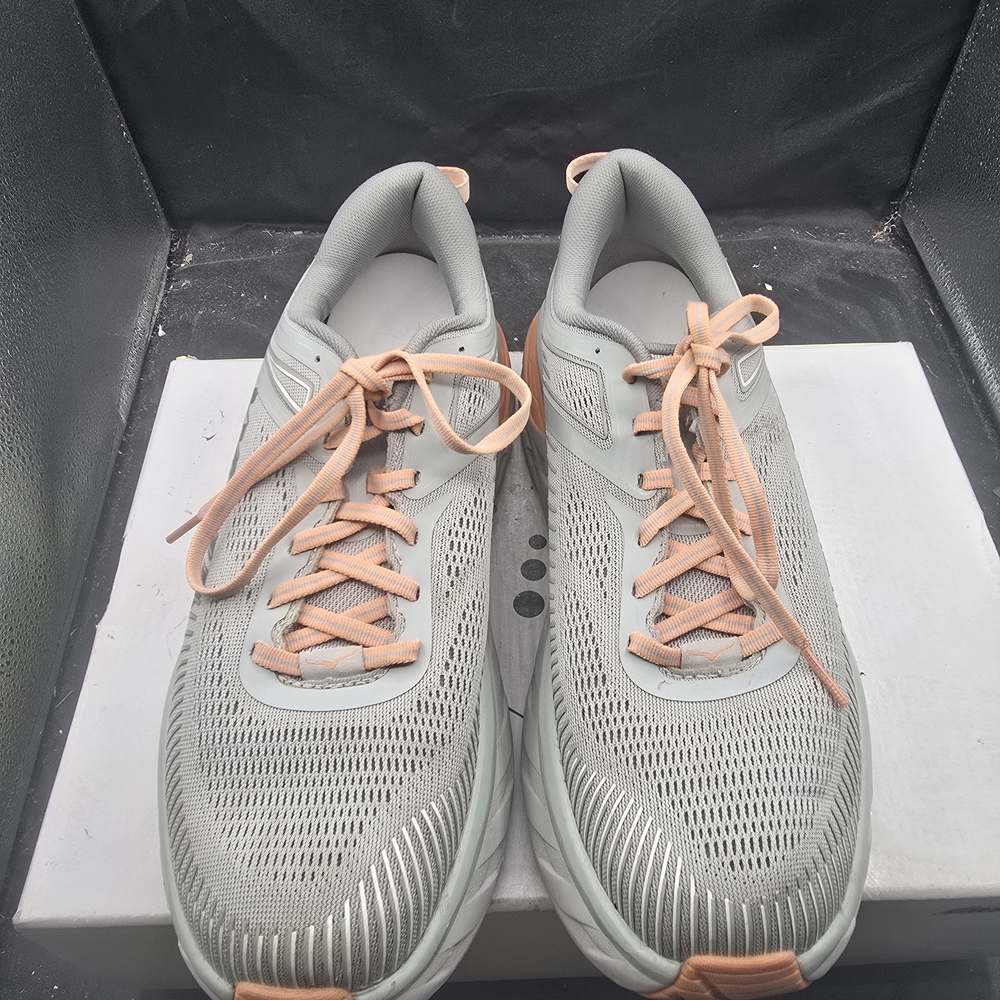 Hoka One One Gray and Peach Sneakers
